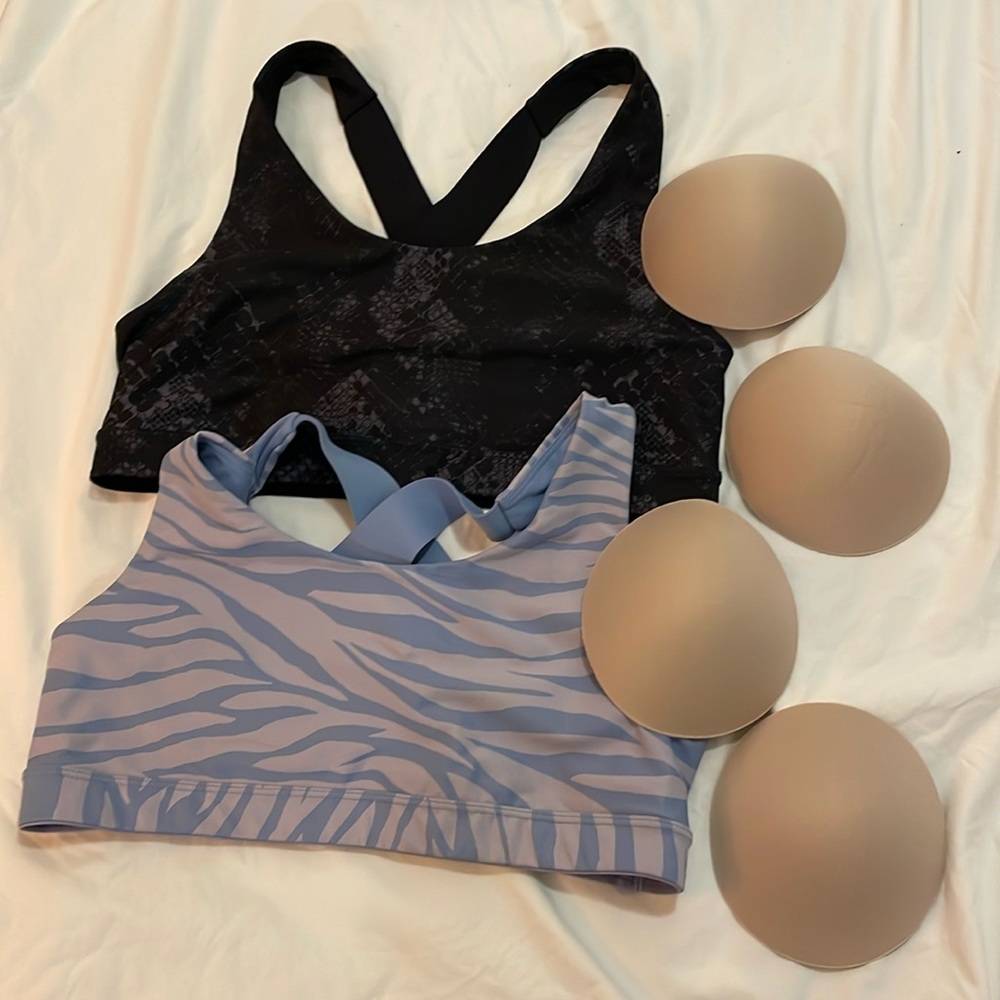 Set of 2 Animal Print Sports Bras with Padded Cup Inserts - Old Navy Active Sz L